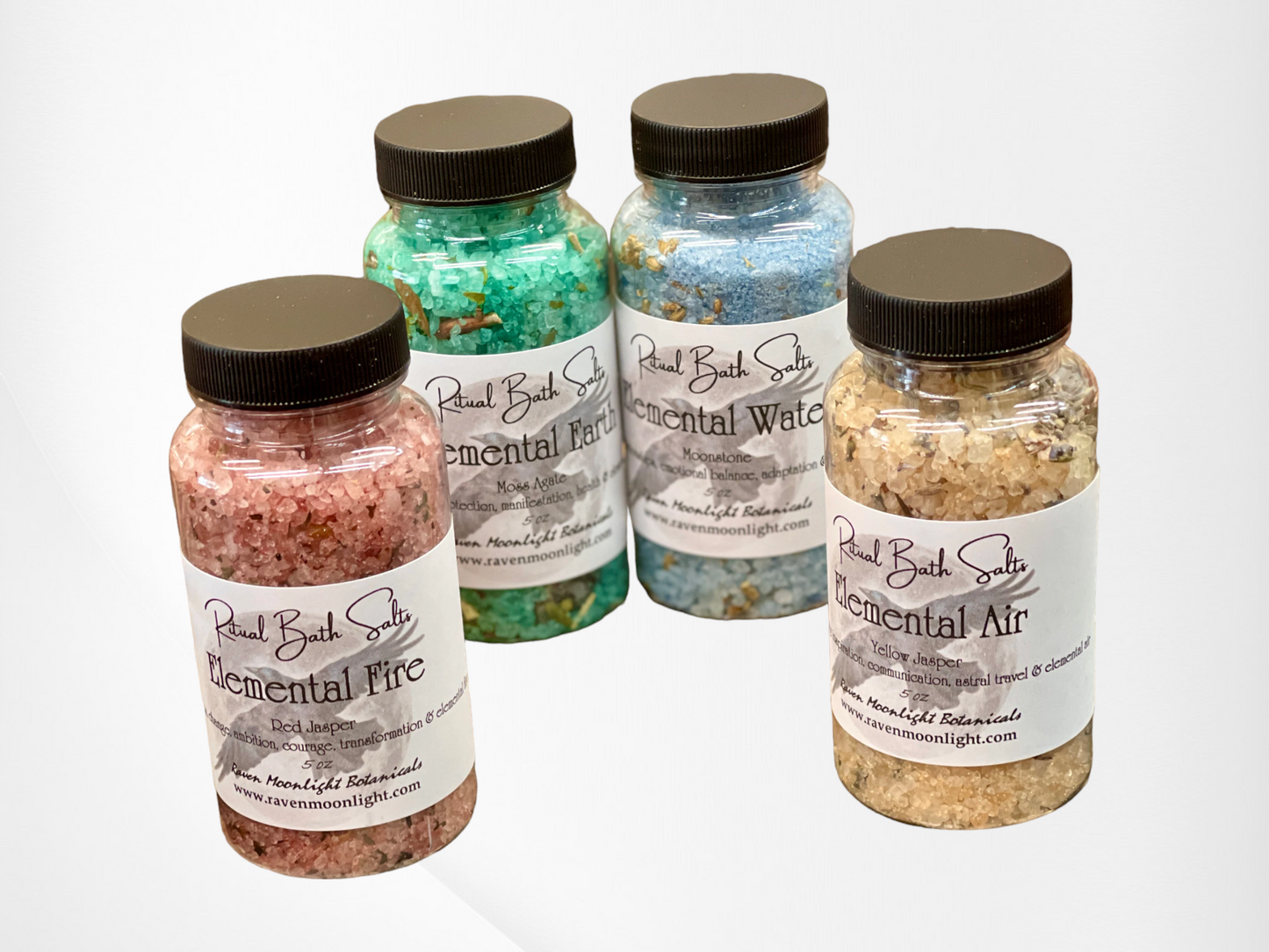 Four Elements Bath Salts | Earth, Air, Fire, Water Bath Salts Dead Sea &amp; Essential Oil Bath Salts