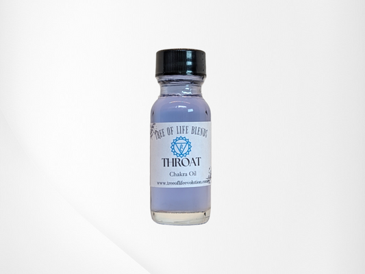 Throat chakra oil from Tree of Life Evolution on white background