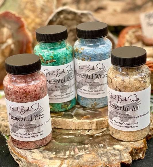 Four Elements Bath Salts | Earth, Air, Fire, Water Bath Salts Dead Sea &amp; Essential Oil Bath Salts